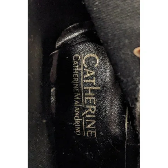 CATHERINE MALANDRINO Gold Stiletto Heel Zipper Detail Olive Green Ankle Boot Sz8 - Picture 3 of 12